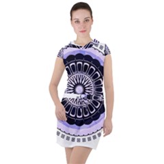 Design Circular Pattern Mandala Drawstring Hooded Dress