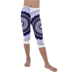 Design Circular Pattern Mandala Kids  Lightweight Velour Capri Leggings 