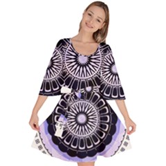 Design Circular Pattern Mandala Velour Kimono Dress