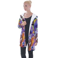 Abstract Modern Detail Color Longline Hooded Cardigan