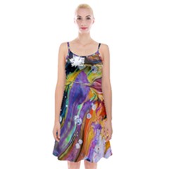 Abstract Modern Detail Color Spaghetti Strap Velvet Dress by Pakrebo