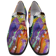 Abstract Modern Detail Color Slip On Heel Loafers