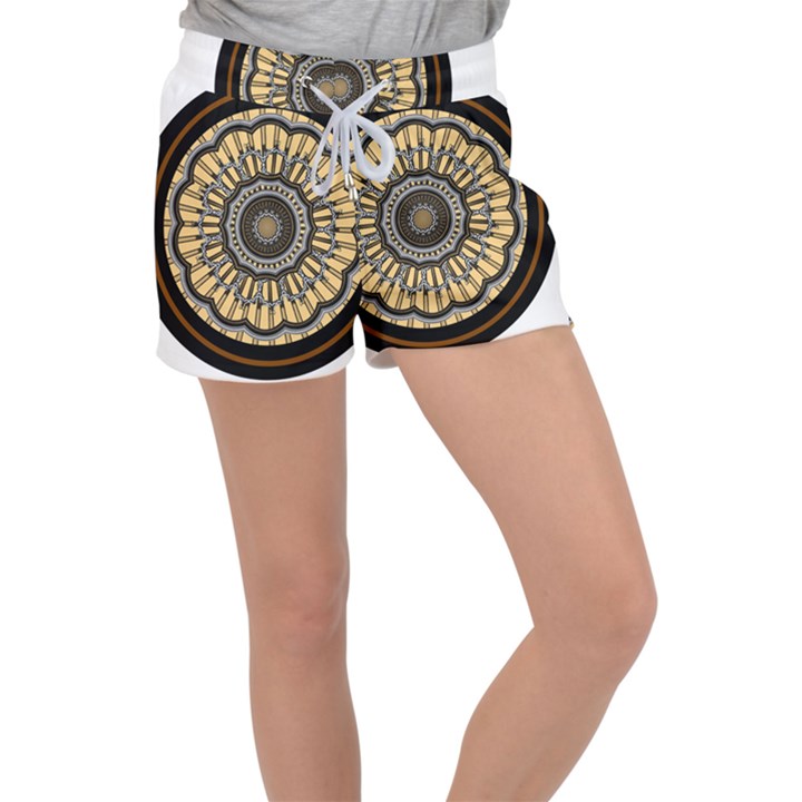 Mandala Pattern Round Ethnic Women s Velour Lounge Shorts