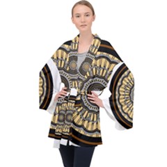 Mandala Pattern Round Ethnic Velvet Kimono Robe