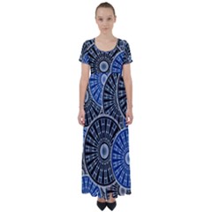 Cog Gear Wheel Engineering Round High Waist Short Sleeve Maxi Dress by Pakrebo