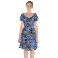 Cog Gear Wheel Engineering Round Short Sleeve Bardot Dress by Pakrebo