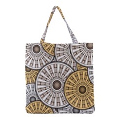 Gears Round Header Banner Cog Grocery Tote Bag by Pakrebo