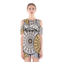 Gears Round Header Banner Cog Shoulder Cutout One Piece Dress by Pakrebo