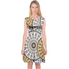 Gears Round Header Banner Cog Capsleeve Midi Dress by Pakrebo