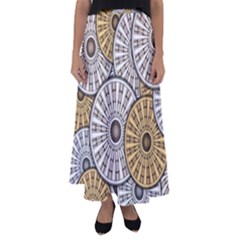 Gears Round Header Banner Cog Flared Maxi Skirt by Pakrebo