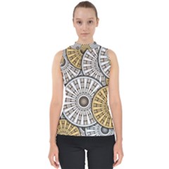 Gears Round Header Banner Cog Mock Neck Shell Top by Pakrebo