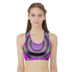 Round Pattern Ethnic Design Sports Bra With Border by Pakrebo