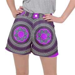 Round Pattern Ethnic Design Stretch Ripstop Shorts