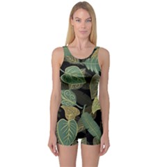 Autumn Fallen Leaves Dried Leaves One Piece Boyleg Swimsuit by Pakrebo