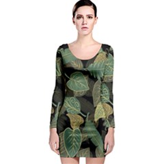 Autumn Fallen Leaves Dried Leaves Long Sleeve Bodycon Dress by Pakrebo