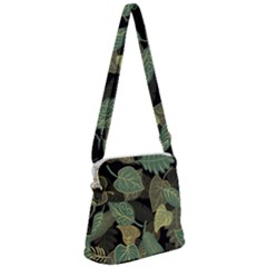 Autumn Fallen Leaves Dried Leaves Zipper Messenger Bag