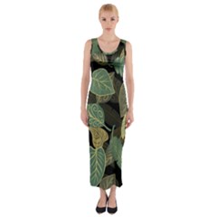 Autumn Fallen Leaves Dried Leaves Fitted Maxi Dress by Pakrebo