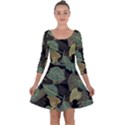 Autumn Fallen Leaves Dried Leaves Quarter Sleeve Skater Dress View1