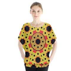 Fractal Art Design Pattern Batwing Chiffon Blouse