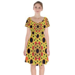 Fractal Art Design Pattern Short Sleeve Bardot Dress by Pakrebo