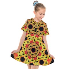 Fractal Art Design Pattern Kids  Short Sleeve Shirt Dress by Pakrebo