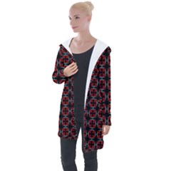 Pattern Design Artistic Decor Longline Hooded Cardigan