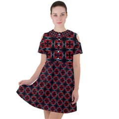 Pattern Design Artistic Decor Short Sleeve Shoulder Cut Out Dress 