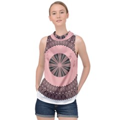 Design Circular Aztec Symbol High Neck Satin Top