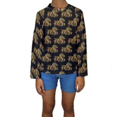 Dragon Motif Print Pattern Kids  Long Sleeve Swimwear by dflcprintsclothing