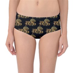 Dragon Motif Print Pattern Mid-waist Bikini Bottoms