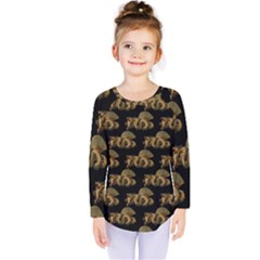 Dragon Motif Print Pattern Kids  Long Sleeve Tee