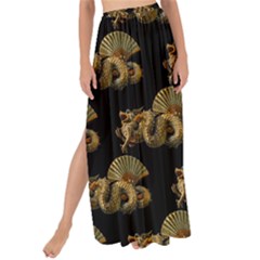 Dragon Motif Print Pattern Maxi Chiffon Tie-up Sarong