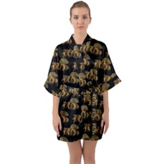 Dragon Motif Print Pattern Quarter Sleeve Kimono Robe by dflcprintsclothing