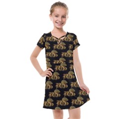 Dragon Motif Print Pattern Kids  Cross Web Dress by dflcprintsclothing