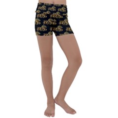 Dragon Motif Print Pattern Kids  Lightweight Velour Yoga Shorts by dflcprintsclothing