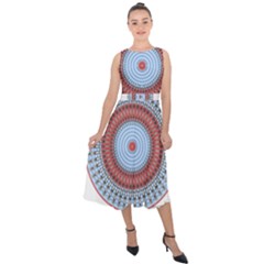 Pattern Design Circular Shape Midi Tie-back Chiffon Dress by Pakrebo