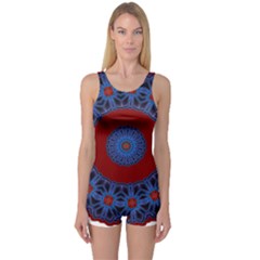 Mandala Pattern Round Ethnic One Piece Boyleg Swimsuit by Pakrebo