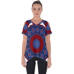 Mandala Pattern Round Ethnic Cut Out Side Drop Tee by Pakrebo