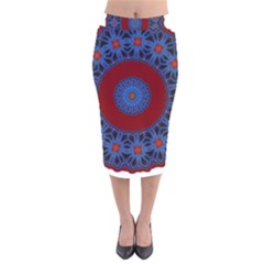 Mandala Pattern Round Ethnic Velvet Midi Pencil Skirt by Pakrebo