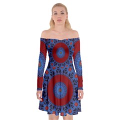 Mandala Pattern Round Ethnic Off Shoulder Skater Dress by Pakrebo