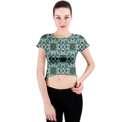 Tenacious Teal Crew Neck Crop Top by bykenique