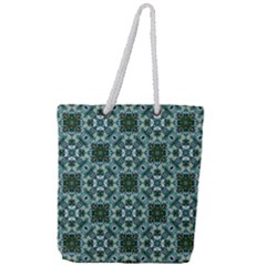 Tenacious Teal Full Print Rope Handle Tote (large)