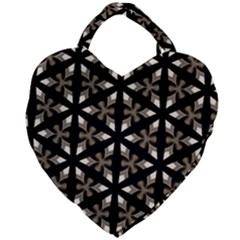 Black, Brown And Cream Geo Giant Heart Shaped Tote