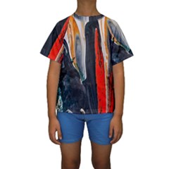 Art Modern Painting Background Kids  Short Sleeve Swimwear