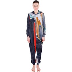 Art Modern Painting Background Hooded Jumpsuit (Ladies) 