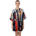 Art Modern Painting Background Quarter Sleeve Kimono Robe View1