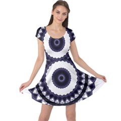 Design Mandala Pattern Circular Cap Sleeve Dress by Pakrebo