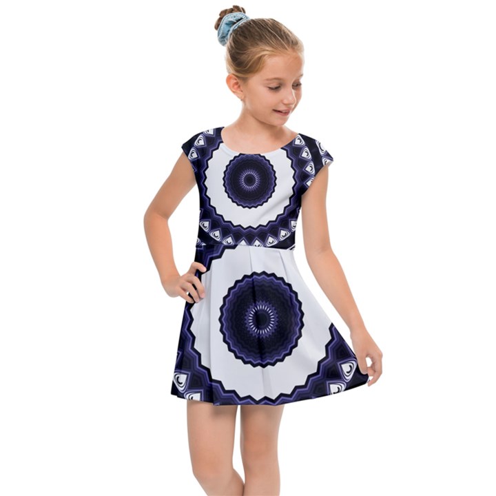 Design Mandala Pattern Circular Kids  Cap Sleeve Dress