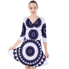 Design Mandala Pattern Circular Quarter Sleeve Front Wrap Dress by Pakrebo