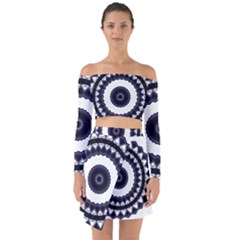 Design Mandala Pattern Circular Off Shoulder Top With Skirt Set by Pakrebo